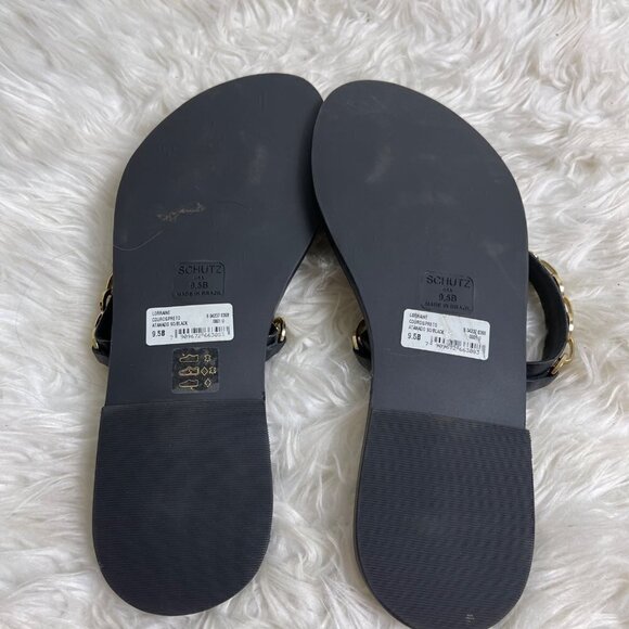 SCHUTZ Lorraine Women’s Black Genuine Leather Slip-On Sandals Size 9.5 - Picture 6 of 7
